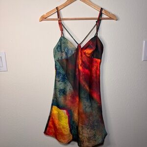 Urban Outfitters Strappy Mini Dress Small Multicolor Abstract Boho Y2K NWT